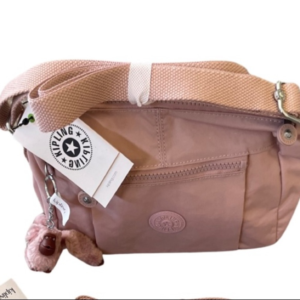 NWT Kipling HB6555 Wes Crossbody Shoulder Bag Purse Polyamide Brilliant Pink 360